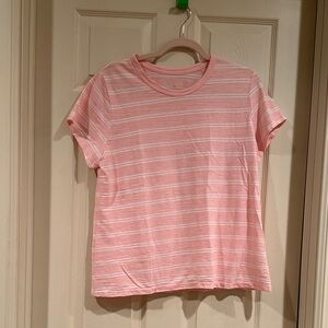 Time and Tru Pink and White Striped Tee